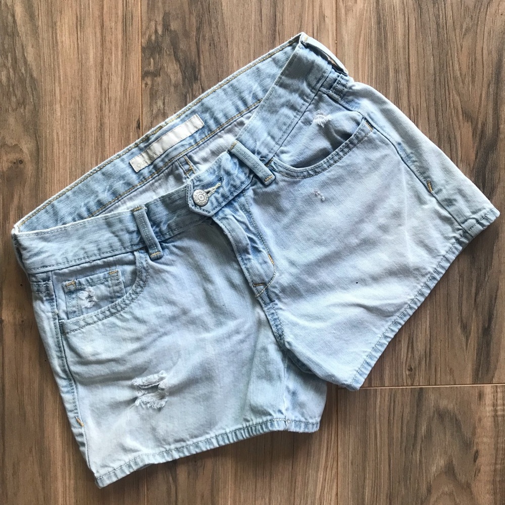Light Blue Distressed Denim Shorts